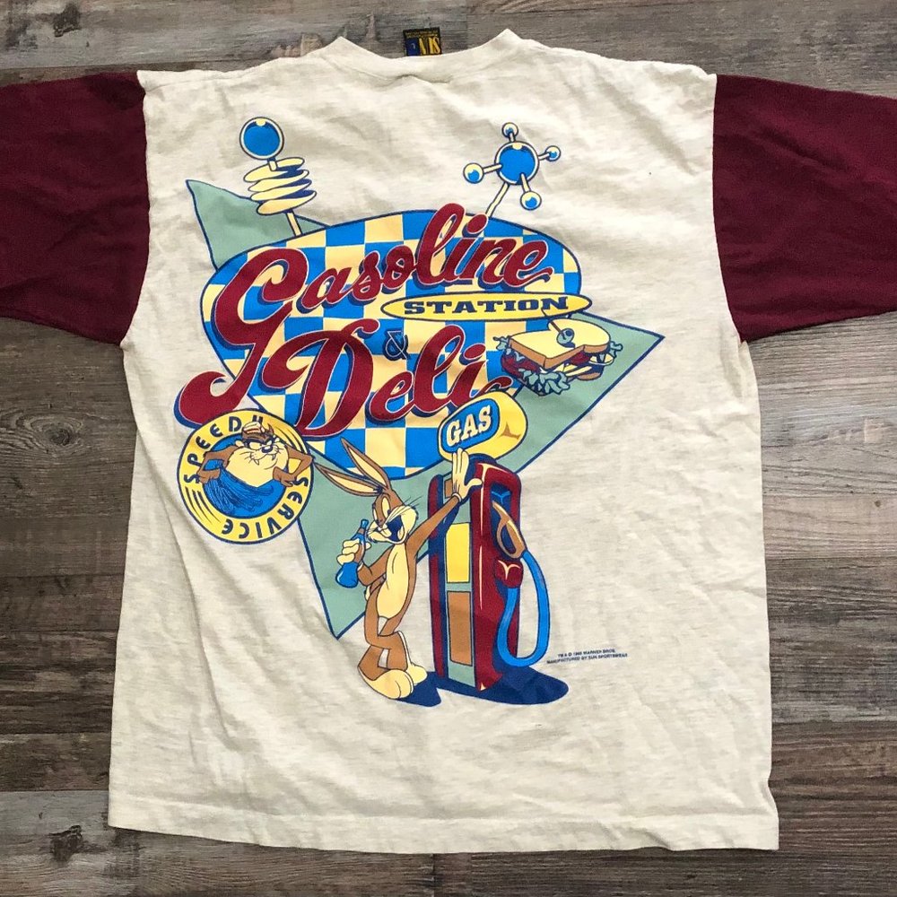 Vintage 1995 Looney Tuns Bugs Bunny Speedy Service Ragland Shirt Adult Large